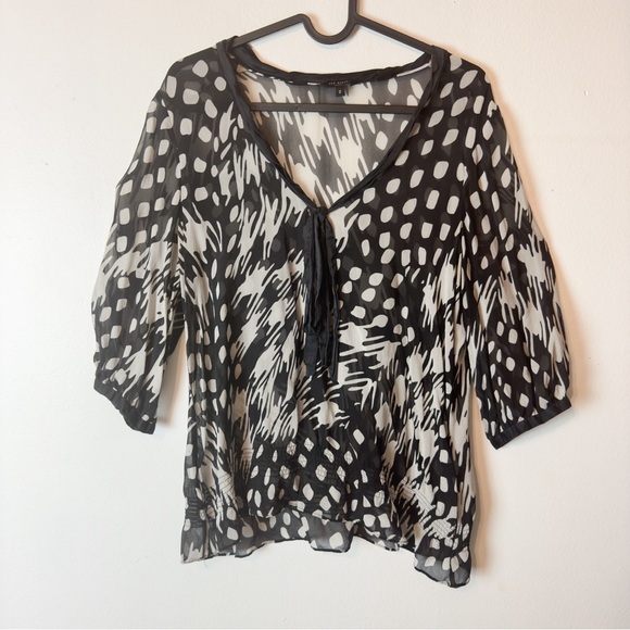 Ted Baker 100% Silk Black and White Blouse - Picture 1 of 9